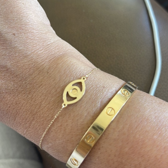 14kt gold evil eye bracelet - Picture 3 of 3